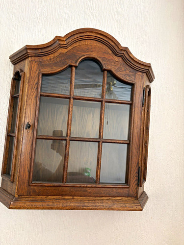 Wall mounted oak wood glass - wood,