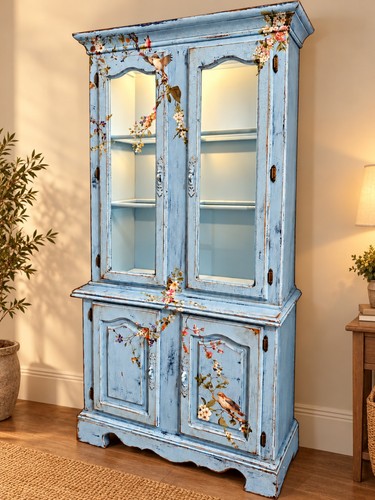 Vintage blue floral display - vintage,