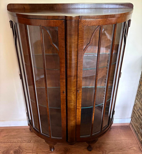 Curved wood glass display - curved,