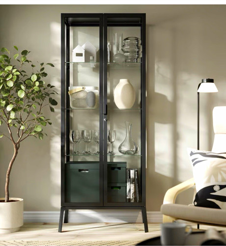 Black metal glass display - metal,