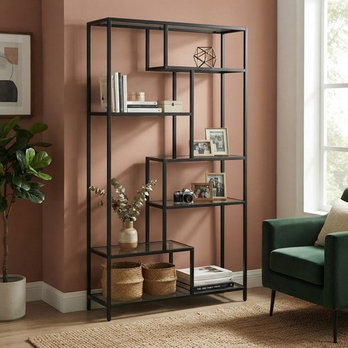Black tier bookcase display - black,