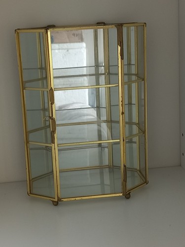 Vintage brass glass mirrored - glass,