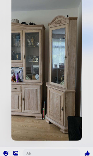 2pc display cabinet set - cabinet, beige