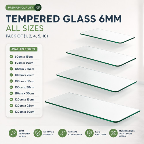 Clear tempered glass shelf - clear,